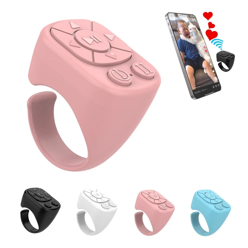 Scrolling Ring Wireless Remote Control Page Turner for iPhone Android, Phone Video Scroller, Camera Shutter