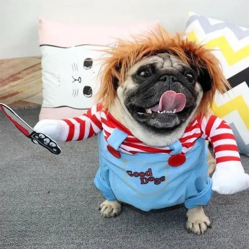 Funny Dog Halloween Costume With Knife