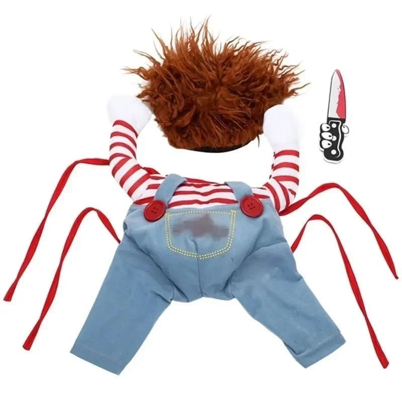 Funny Dog Halloween Costume With Knife