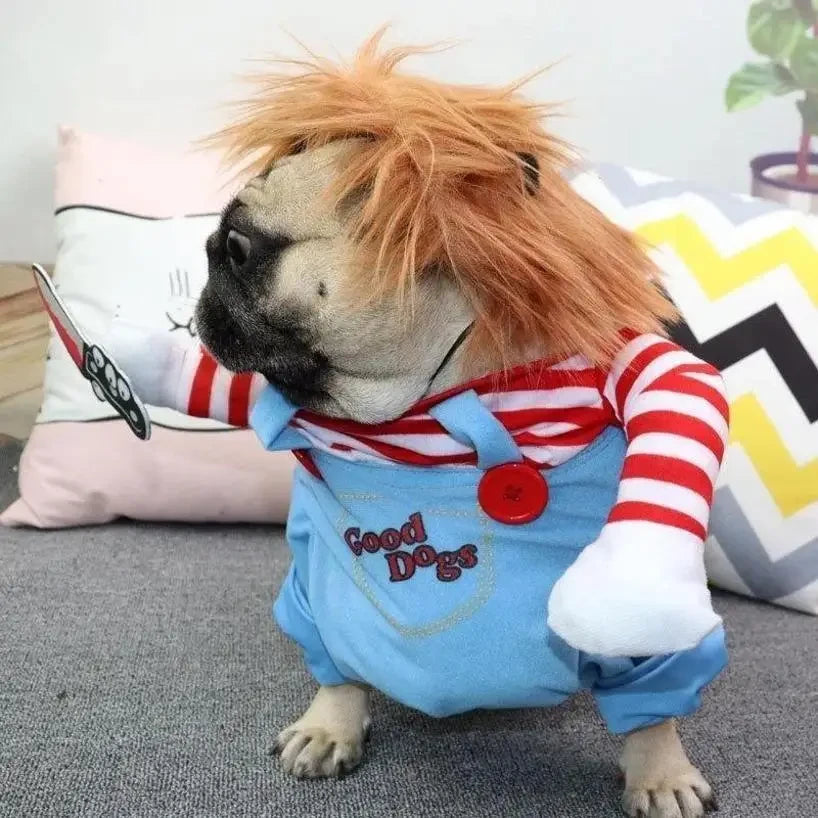 Funny Dog Halloween Costume With Knife