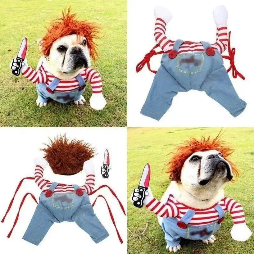 Funny Dog Halloween Costume With Knife